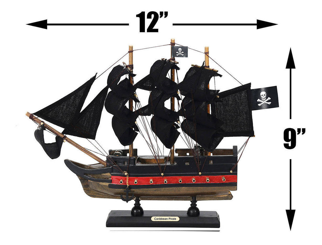 Wooden Caribbean Pirate Black Sails Limited Model Pirate Ship 12"
