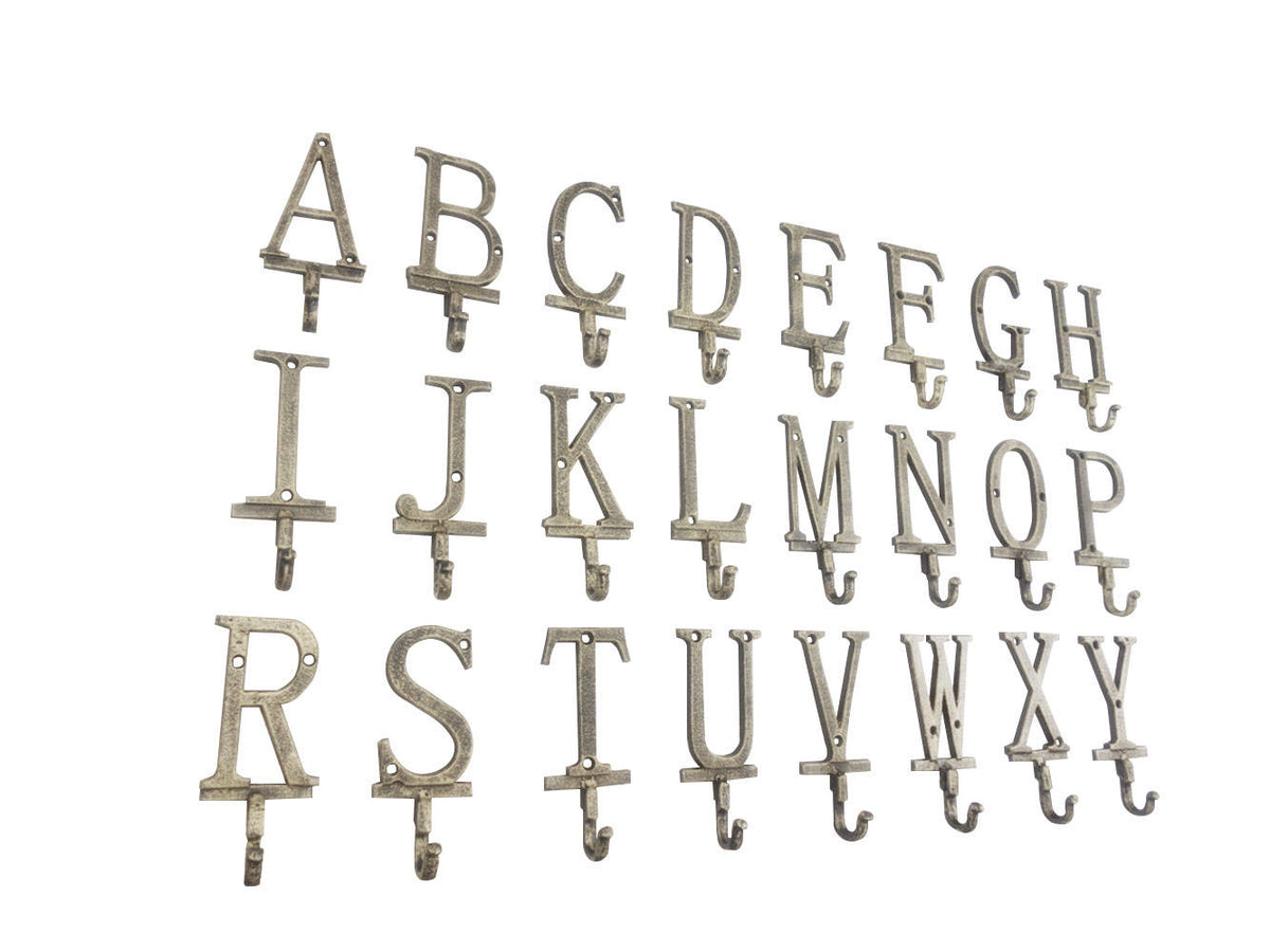 Rustic Gold Cast Iron Letter A Alphabet Wall Hook 6"