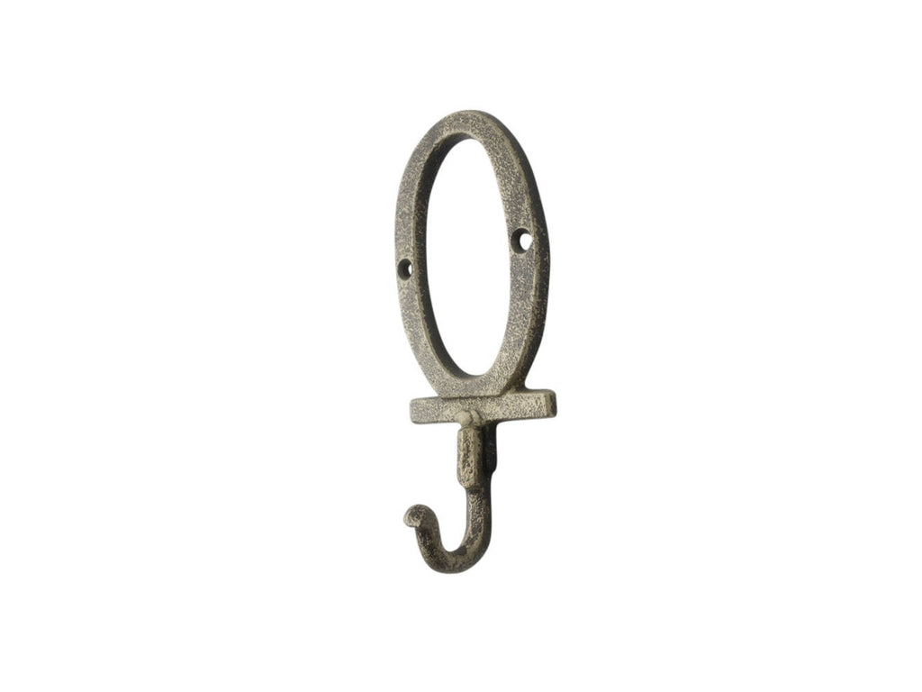 Rustic Gold Cast Iron Letter O Alphabet Wall Hook 6"