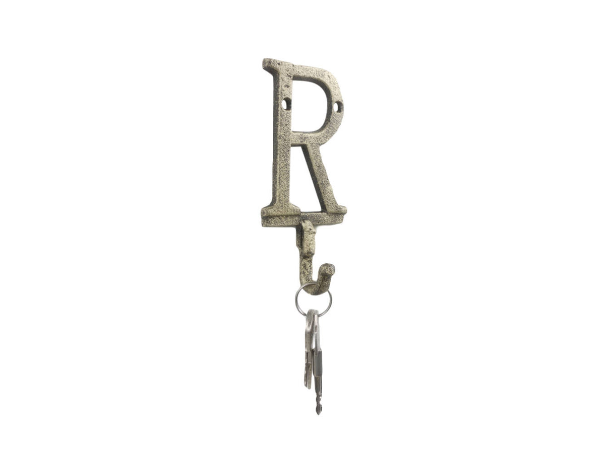 Rustic Gold Cast Iron Letter R Alphabet Wall Hook 6"