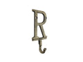 Rustic Gold Cast Iron Letter R Alphabet Wall Hook 6"