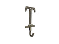 Rustic Gold Cast Iron Letter T Alphabet Wall Hook 6"