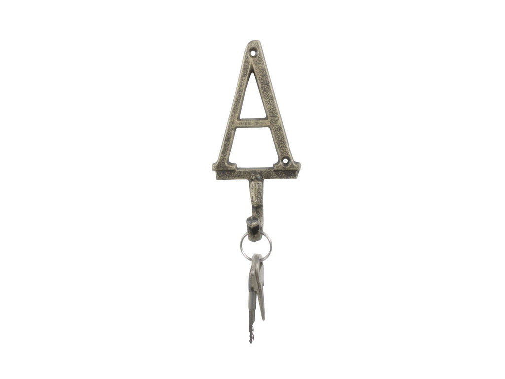 Rustic Gold Cast Iron Letter A Alphabet Wall Hook 6"