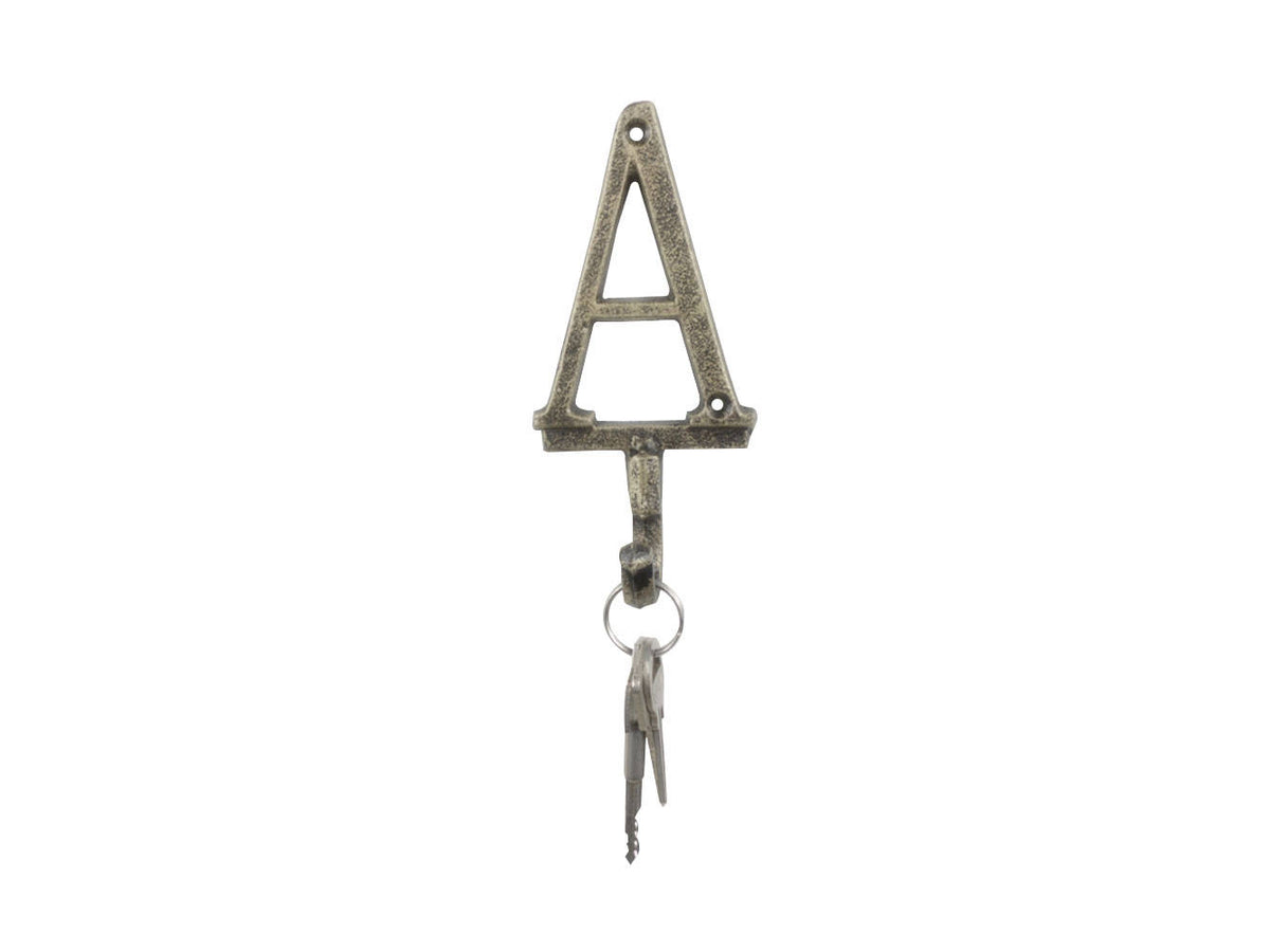 Rustic Gold Cast Iron Letter A Alphabet Wall Hook 6"