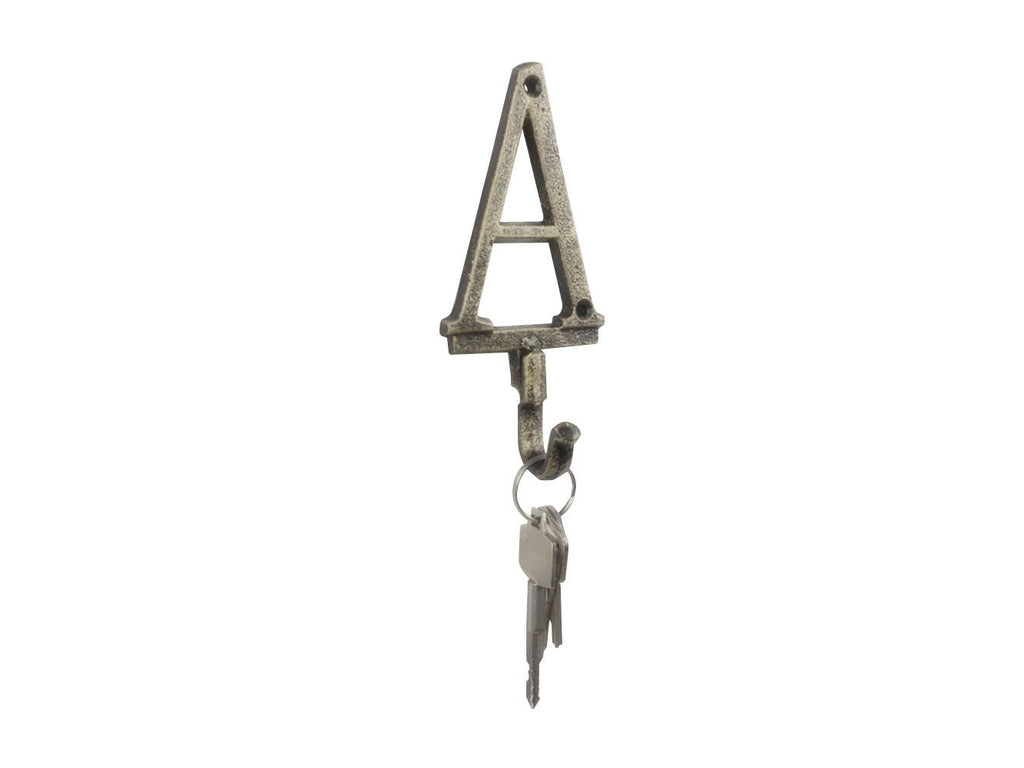 Rustic Gold Cast Iron Letter A Alphabet Wall Hook 6"