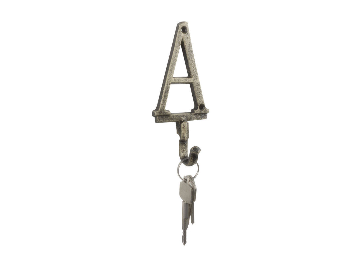 Rustic Gold Cast Iron Letter A Alphabet Wall Hook 6"