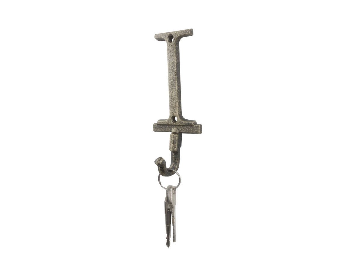 Rustic Gold Cast Iron Letter I Alphabet Wall Hook 6"