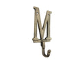 Rustic Gold Cast Iron Letter M Alphabet Wall Hook 6"