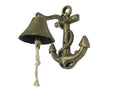 Rustic Gold Cast Iron Wall Mounted Anchor Bell 8"