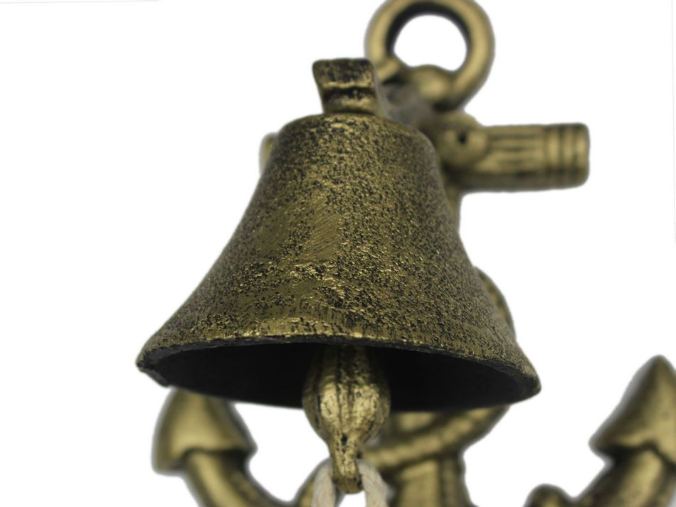 Rustic Gold Cast Iron Wall Mounted Anchor Bell 8"