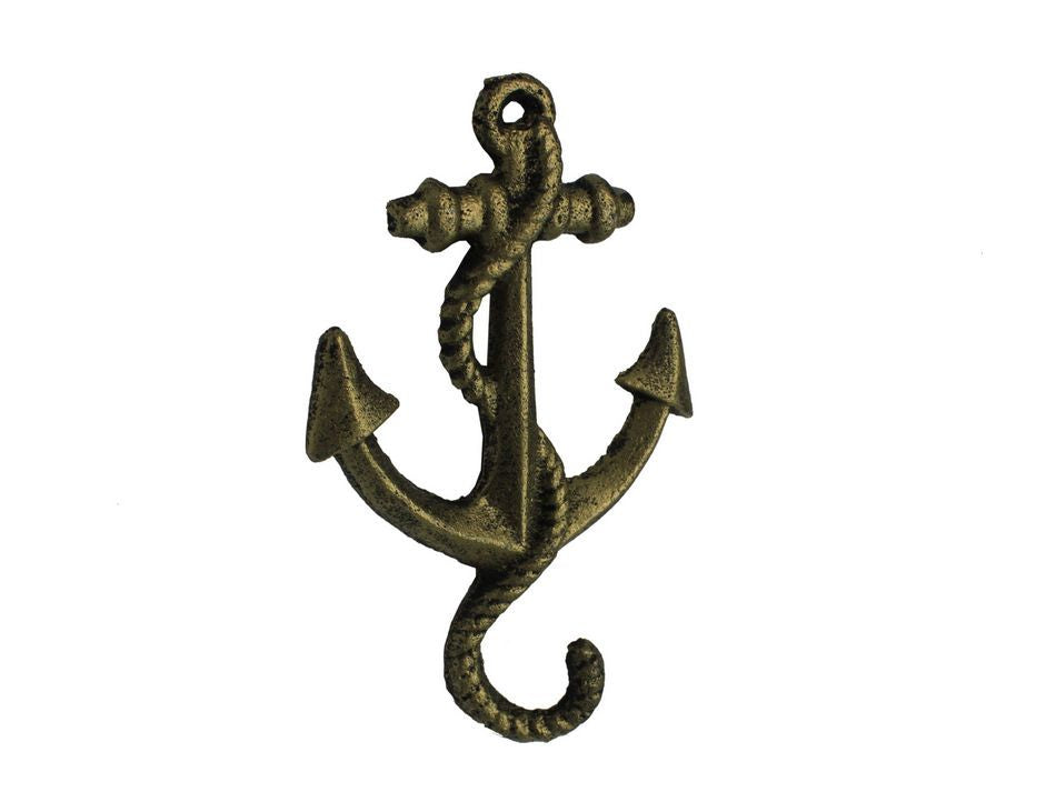Rustic Gold Cast Iron Anchor Hook 5"