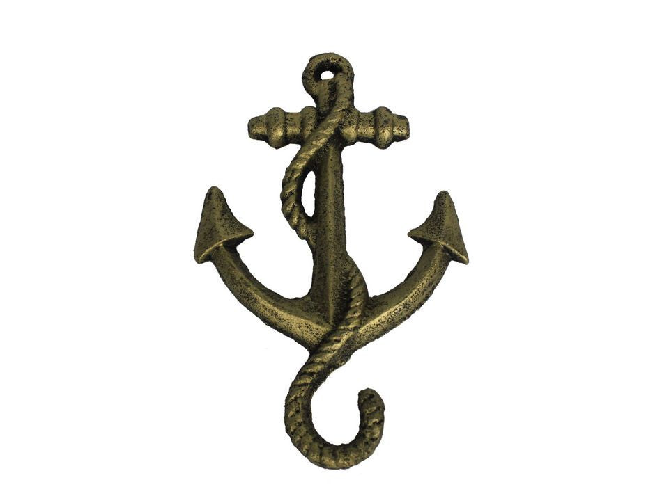 Rustic Gold Cast Iron Anchor Hook 5"