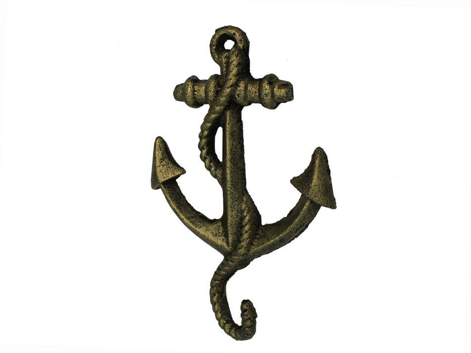 Rustic Gold Cast Iron Anchor Hook 5"