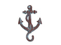 Rustic Red Whitewashed Cast Iron Anchor Hook 5"