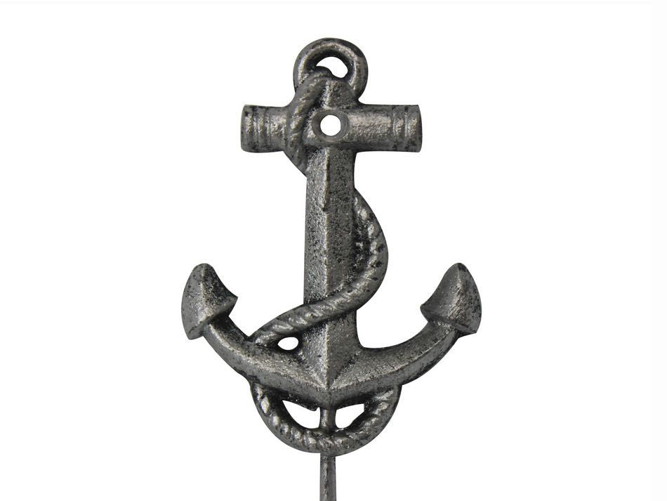 Rustic Silver Cast Iron Anchor Hook 7"