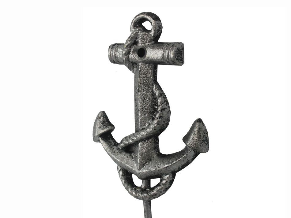 Rustic Silver Cast Iron Anchor Hook 7"