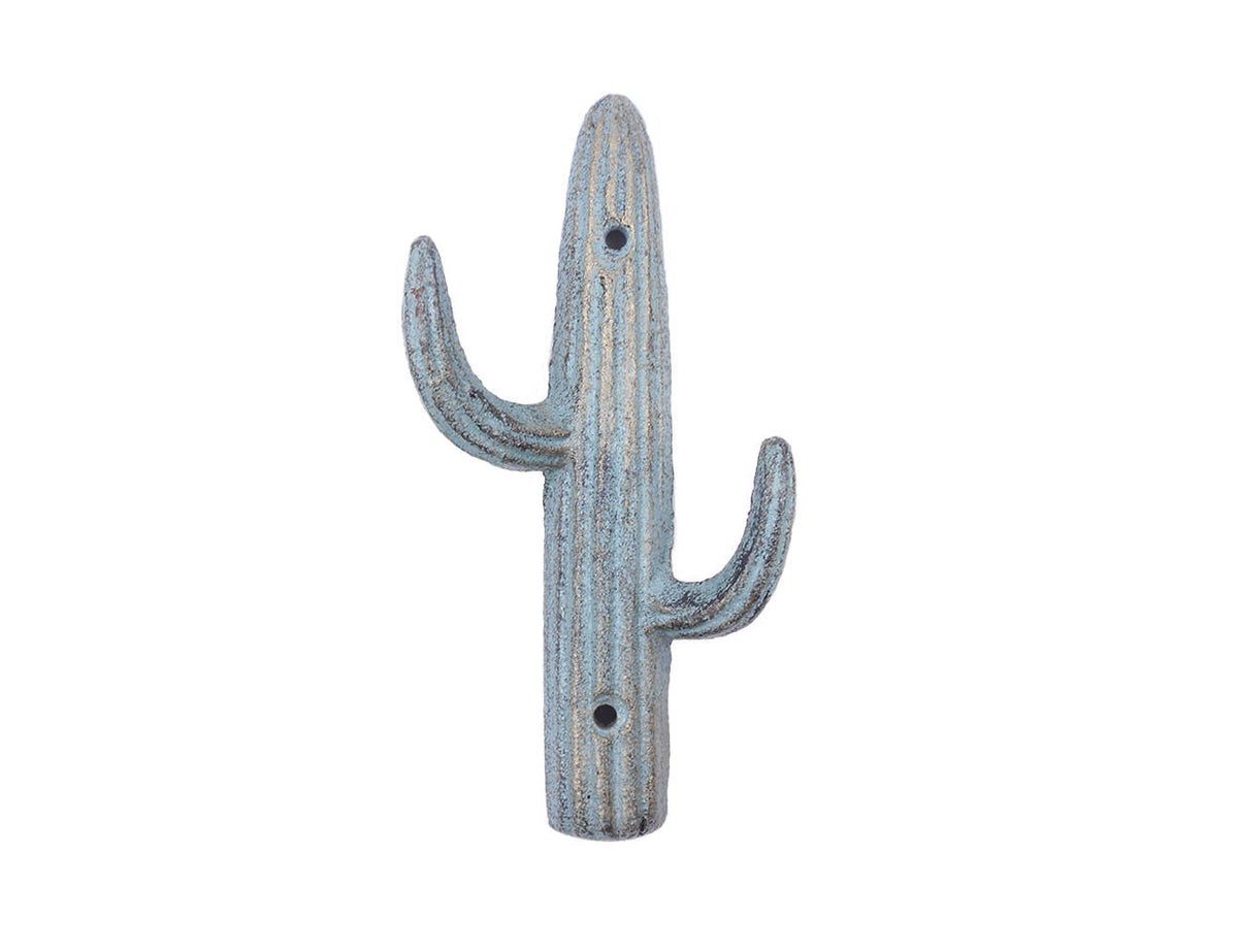 Antique Bronze Cast Iron Cactus Decorative Metal Wall Hooks 7"
