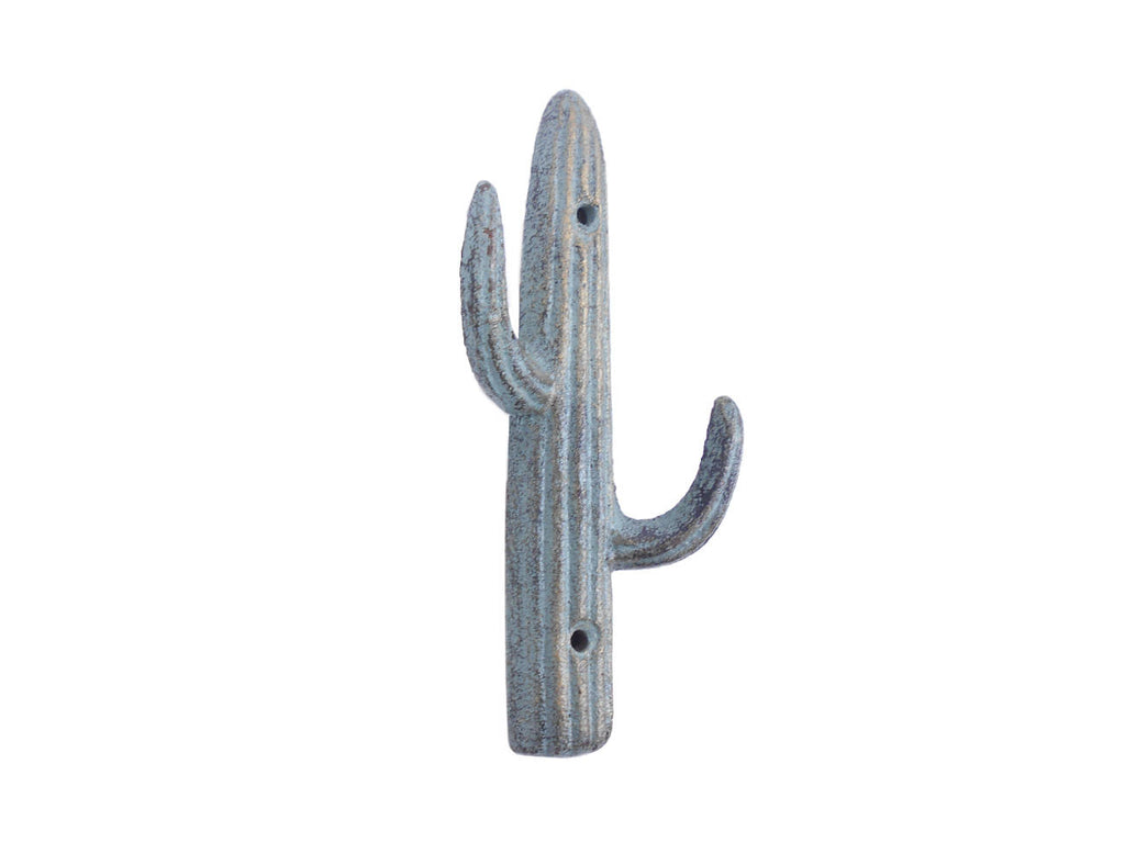 Antique Bronze Cast Iron Cactus Decorative Metal Wall Hooks 7"
