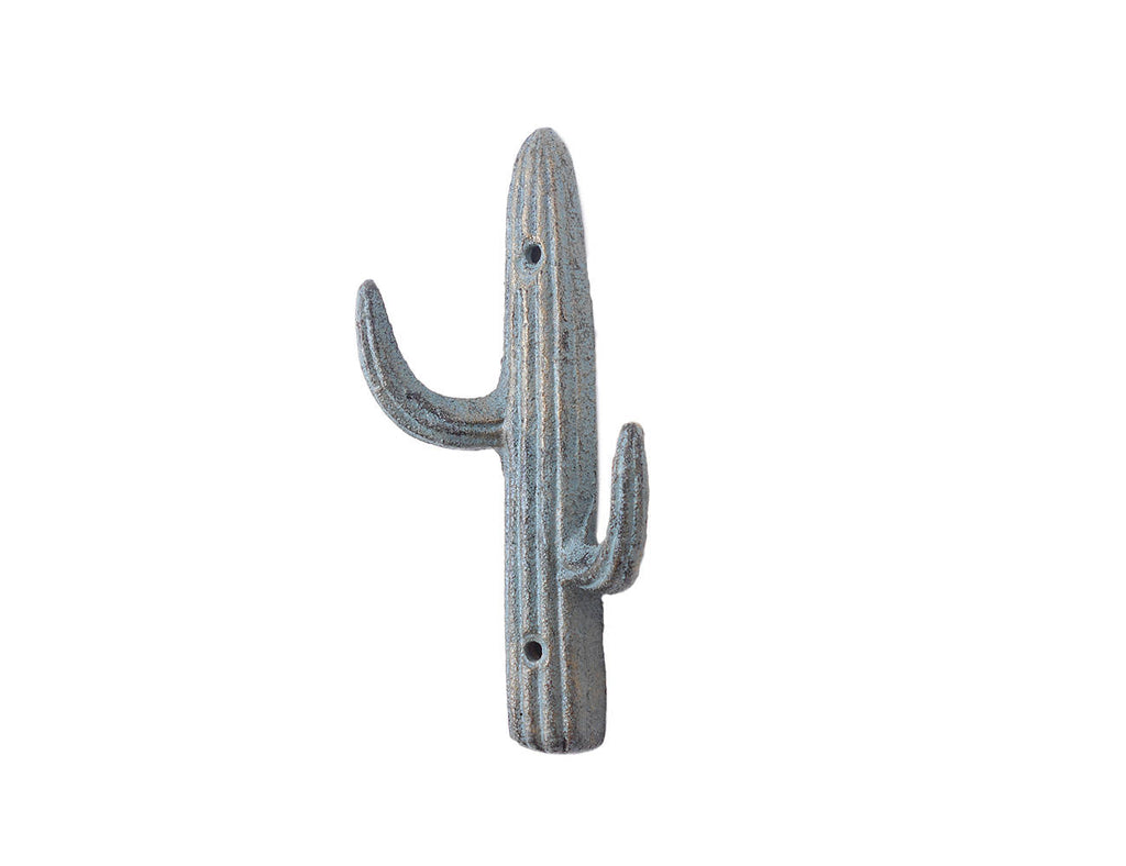 Antique Bronze Cast Iron Cactus Decorative Metal Wall Hooks 7"
