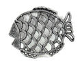 Antique Silver Cast Iron Big Fish Trivet 8"