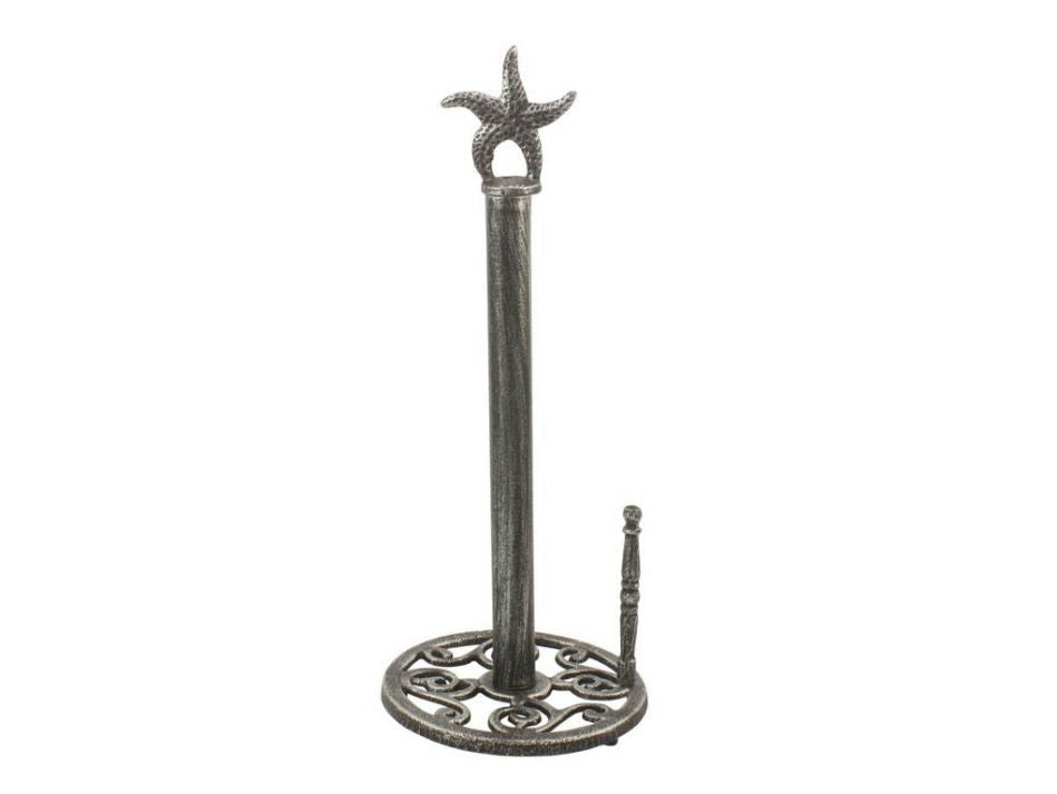 Antique Silver Cast Iron Starfish Paper Towel Holder 15"