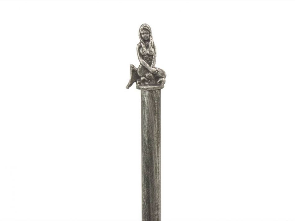 Antique Silver Cast Iron Mermaid Paper Towel Holder 16""