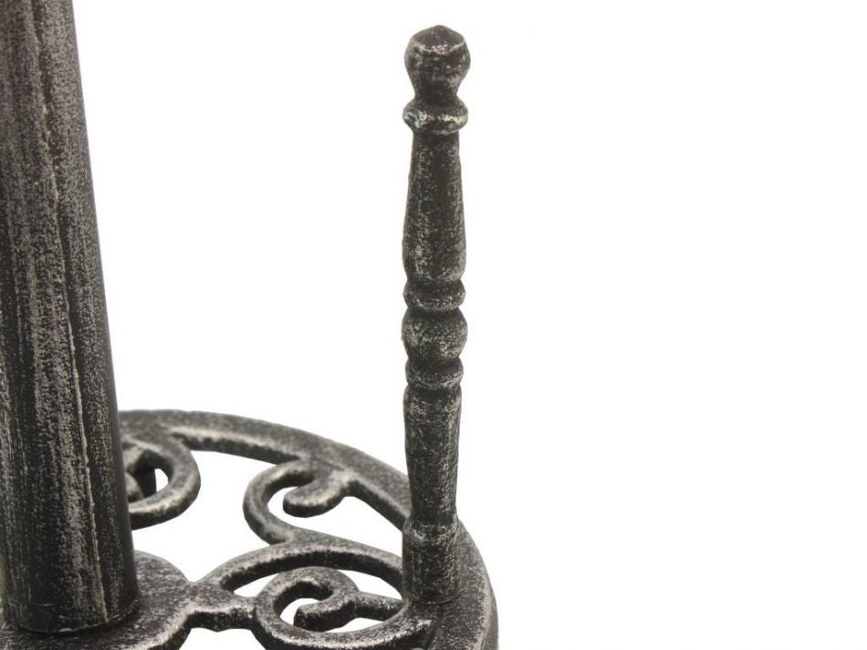 Antique Silver Cast Iron Mermaid Paper Towel Holder 16""