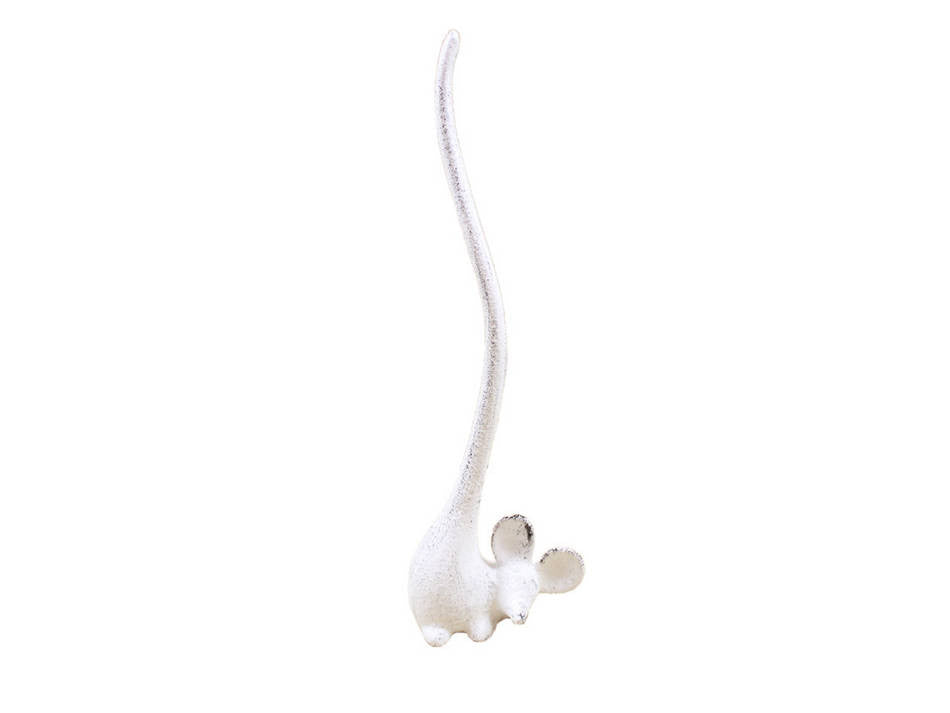 Whitewashed Cast Iron Mouse Paper Towel Holder 12"