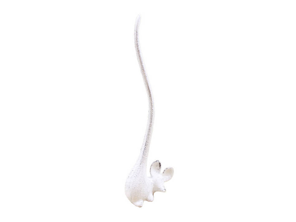 Whitewashed Cast Iron Mouse Paper Towel Holder 12"