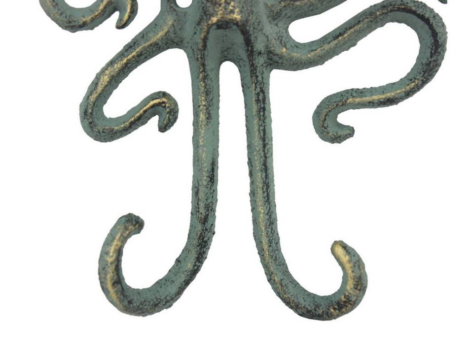 Antique Bronze Cast Iron Decorative Wall Mounted Octopus Hooks 6"
