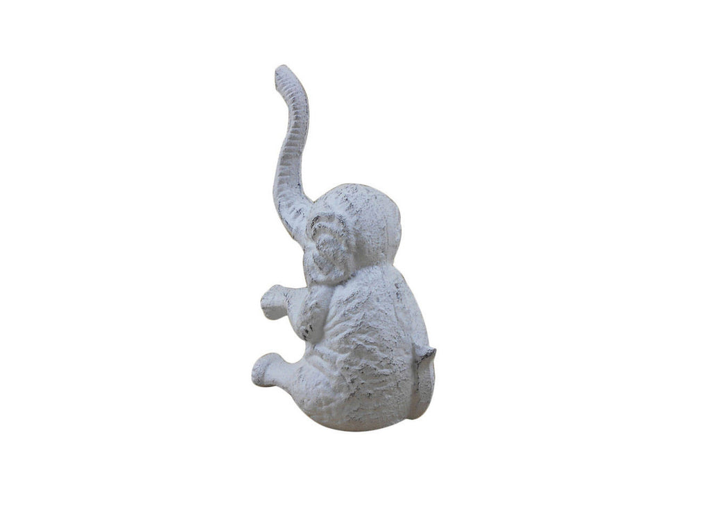Whitewashed Cast Iron Elephant Metal Door Stop 8"