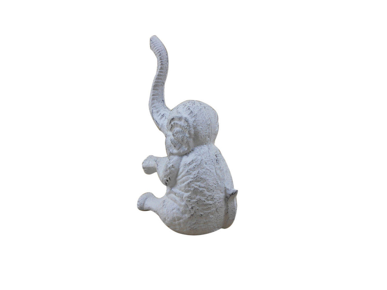 Whitewashed Cast Iron Elephant Metal Door Stop 8"