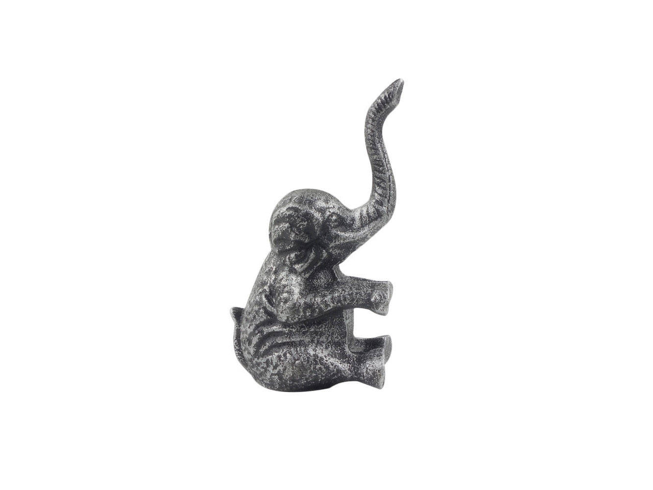 Rustic Silver Cast Iron Elephant Metal Door Stop 8"