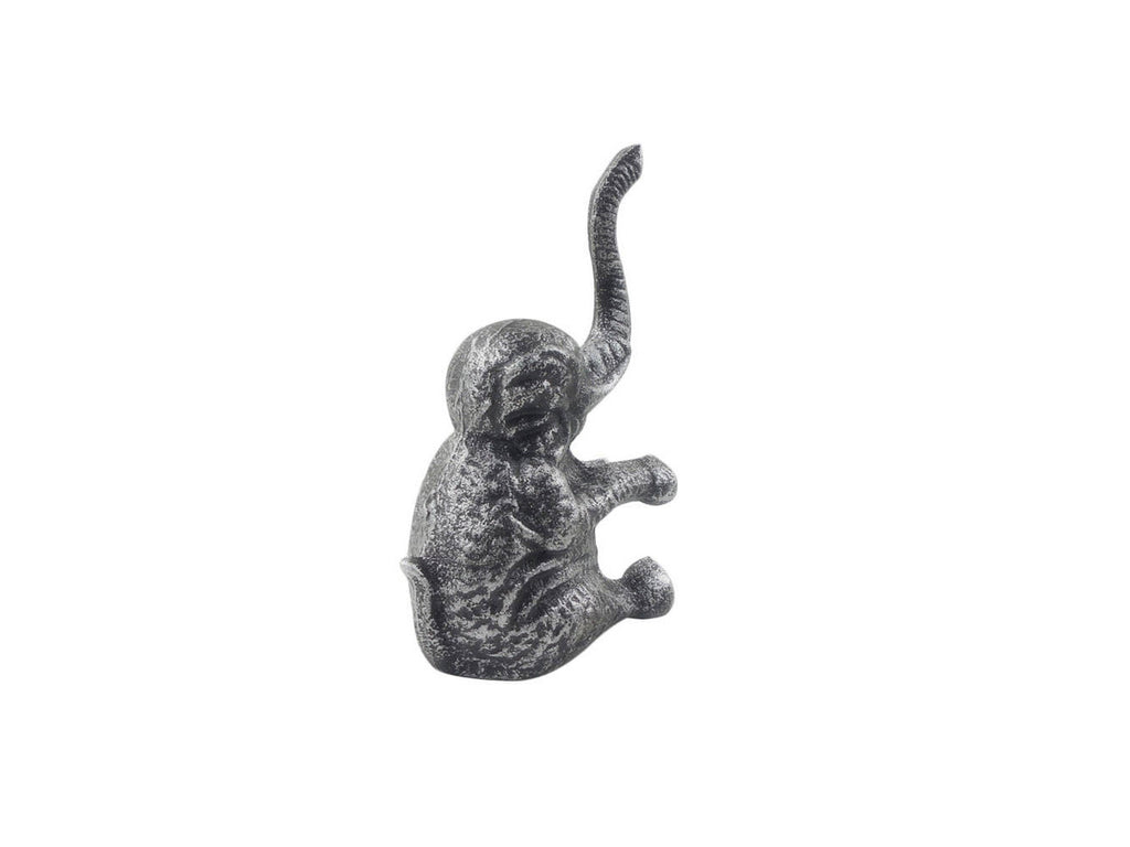 Rustic Silver Cast Iron Elephant Metal Door Stop 8"