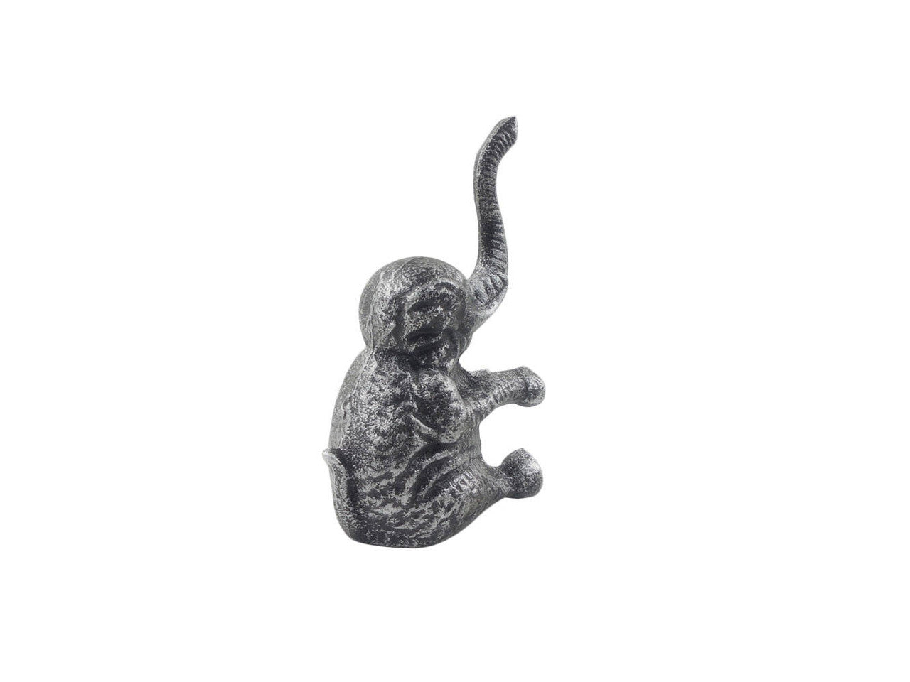 Rustic Silver Cast Iron Elephant Metal Door Stop 8"