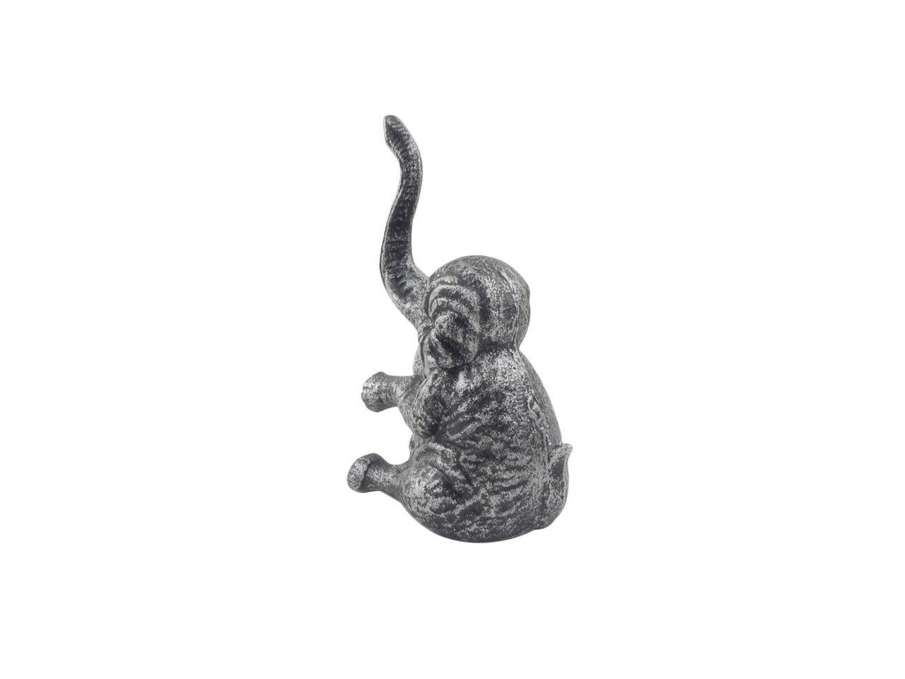 Rustic Silver Cast Iron Elephant Metal Door Stop 8"