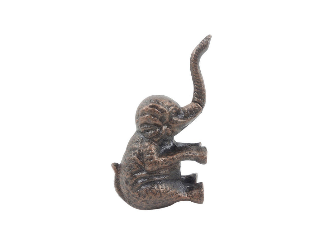 Rustic Copper Cast Iron Elephant Metal Door Stop 8"