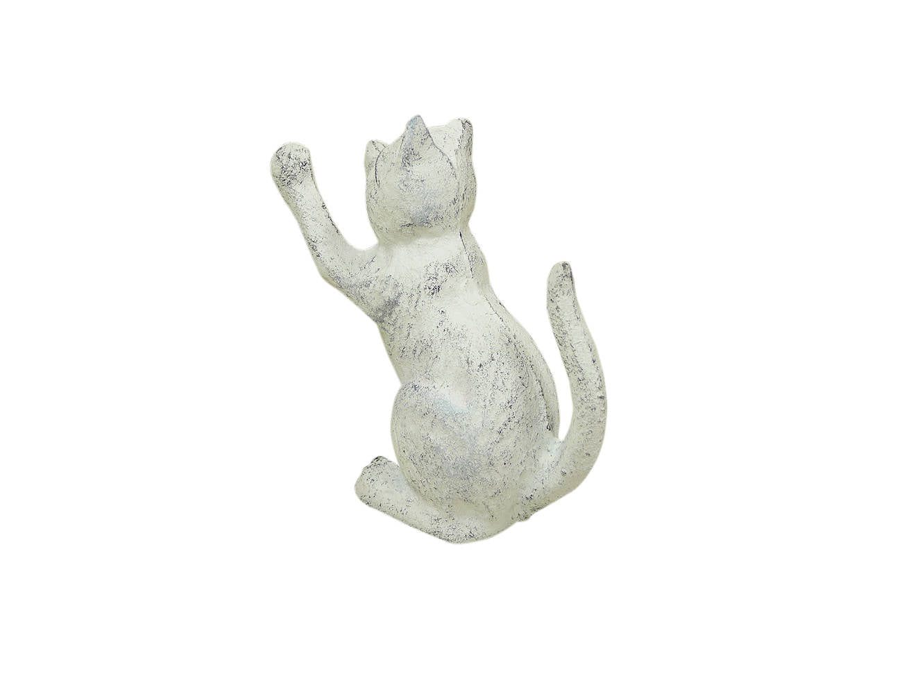 Whitewashed Cast Iron Cat Door Stopper 5""