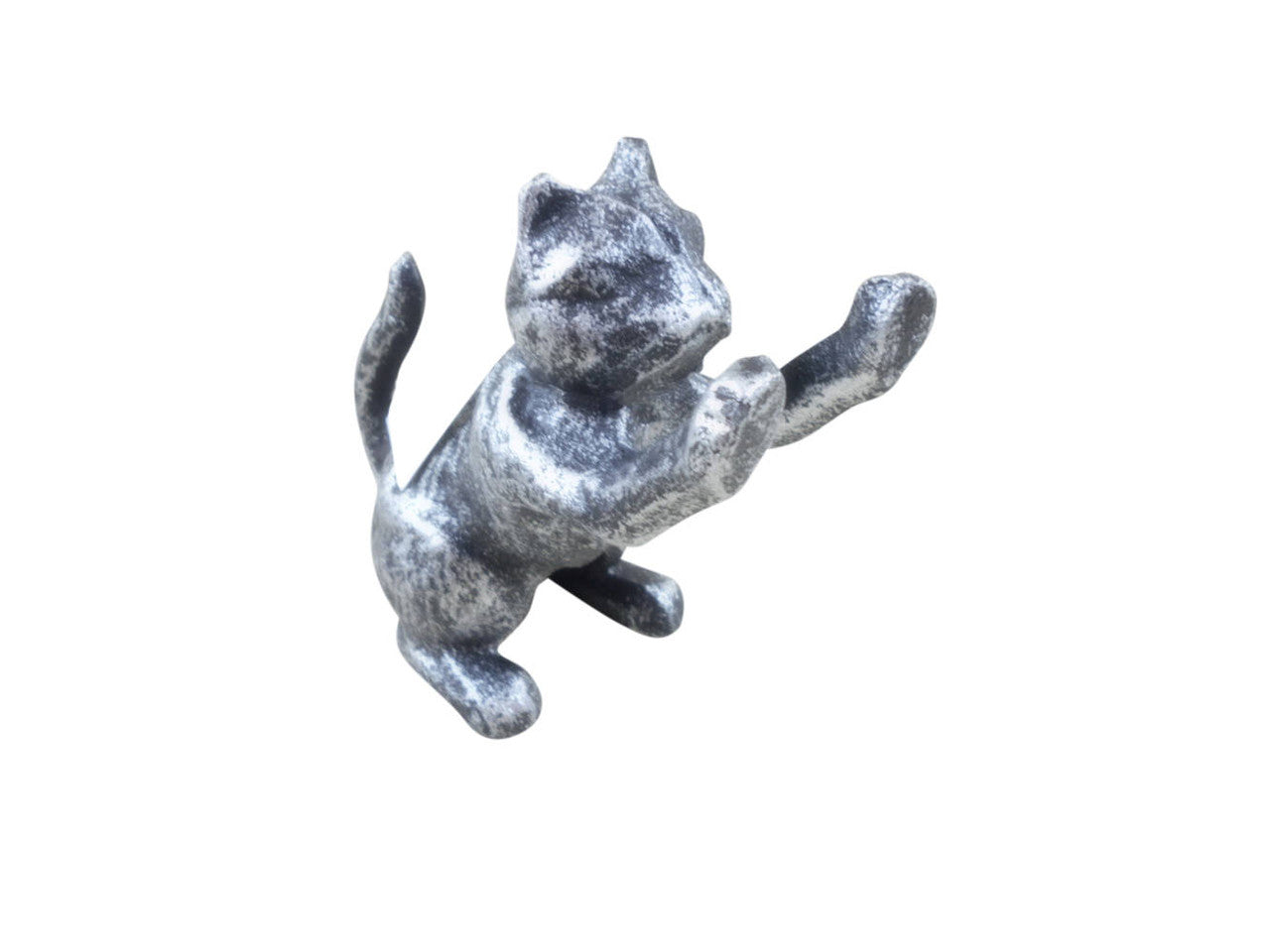 Rustic Silver Cast Iron Cat Door Stopper 5"