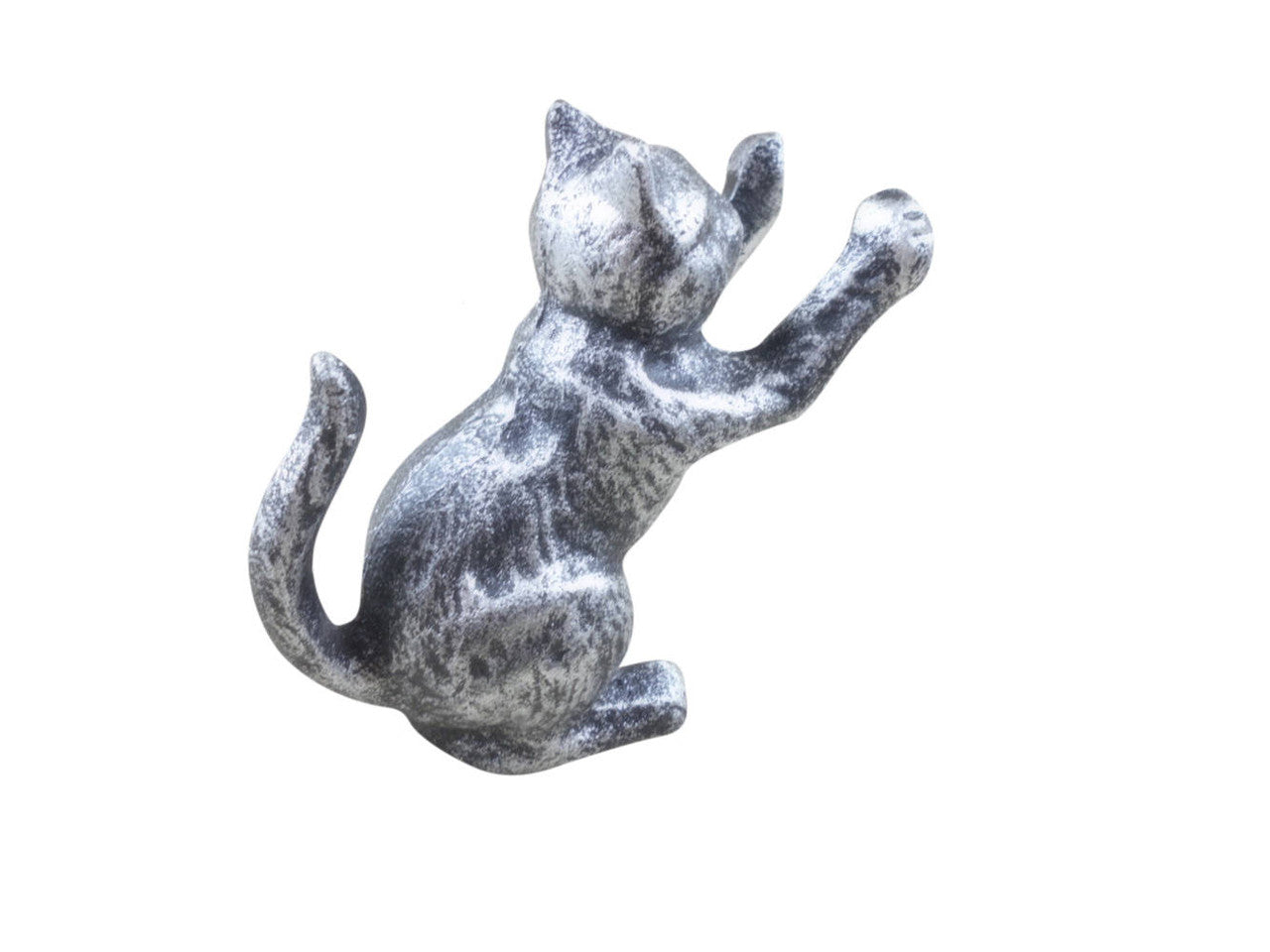 Rustic Silver Cast Iron Cat Door Stopper 5"