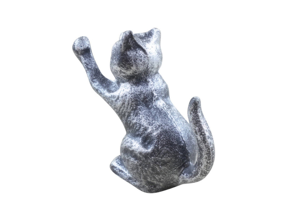 Rustic Silver Cast Iron Cat Door Stopper 5"
