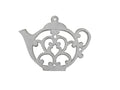 Whitewashed Cast Iron Round Teapot Trivet 8"