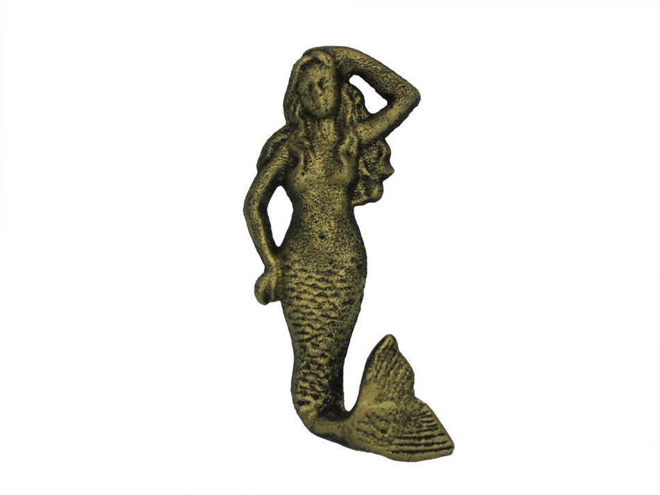 Rustic Gold Cast Iron Mermaid Hook 6"