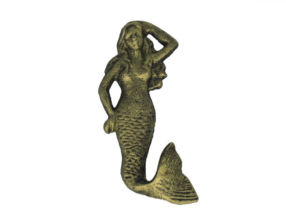 Rustic Gold Cast Iron Mermaid Hook 6"