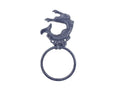 Rustic Dark Blue Cast Iron Arching Mermaid Towel Holder 9"