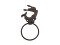 Rustic Copper Cast Iron Decorative Arching Mermaid Towel Holder 9"