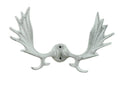 Whitewashed Cast Iron Moose Antler Decorative Metal Wall Hooks 8"