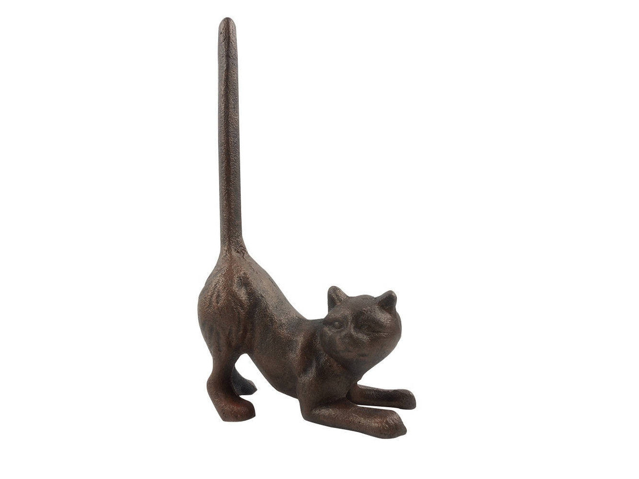 Rustic Copper Cast Iron Cat Paper Towel Holder 10"