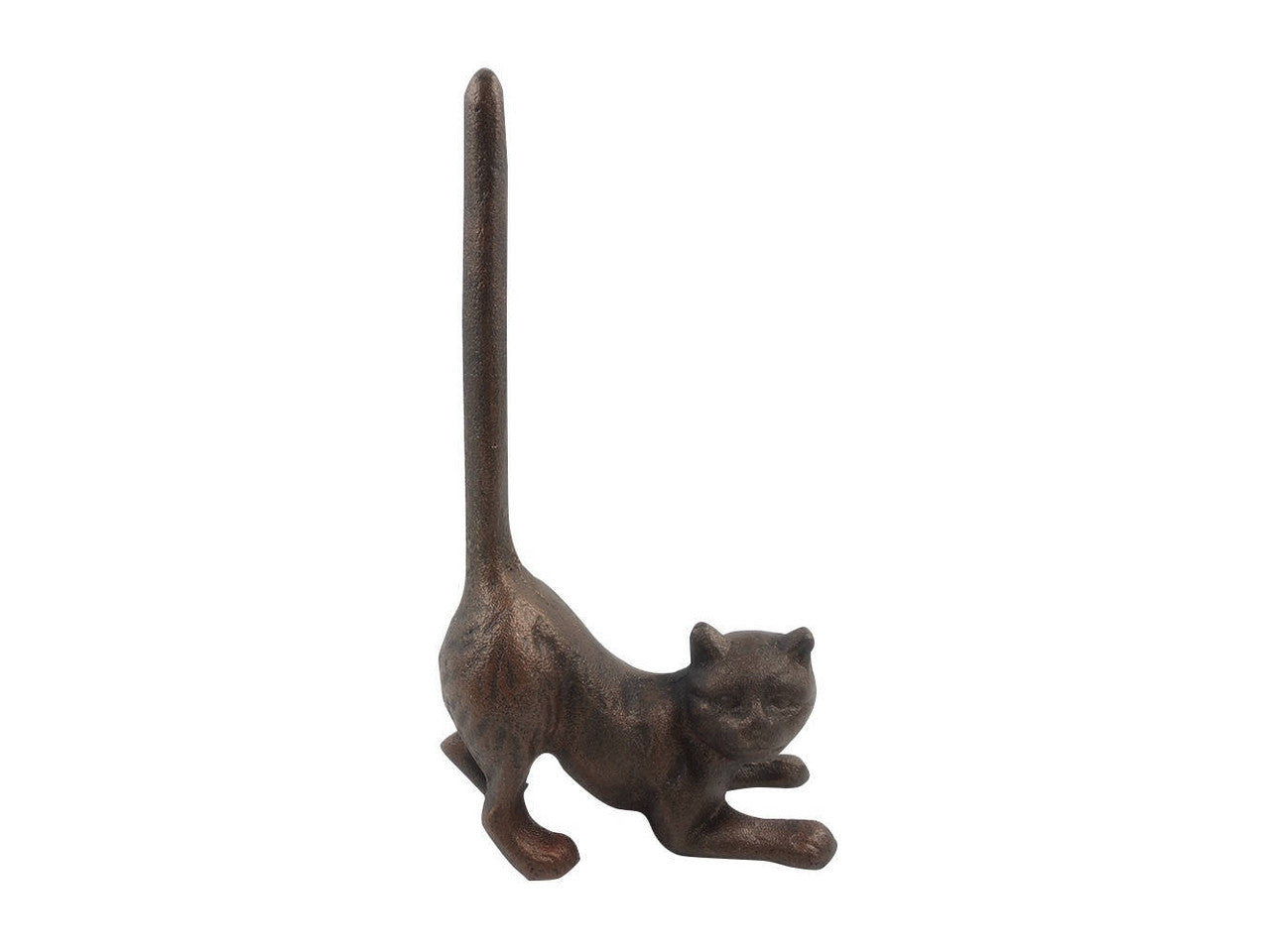Rustic Copper Cast Iron Cat Extra Toilet Paper Stand 10"