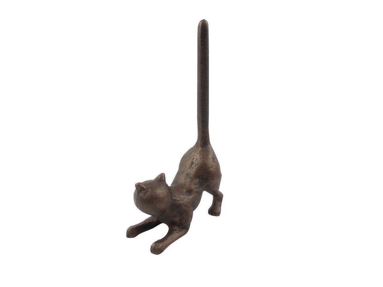 Rustic Copper Cast Iron Cat Extra Toilet Paper Stand 10"